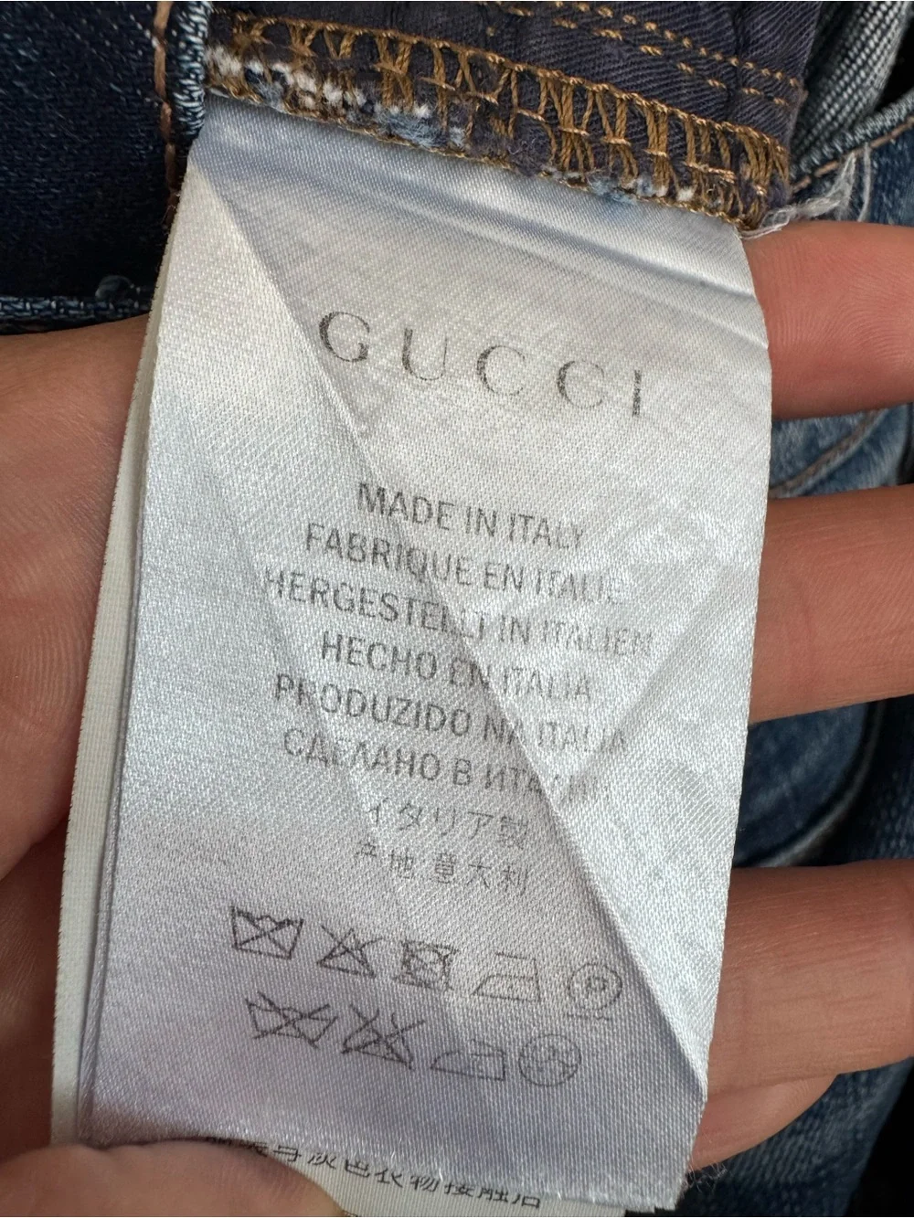Gucci Men's Blue Web Pocket Skinny Jeans IT 46 Medium Wash Made in Italy Gucci